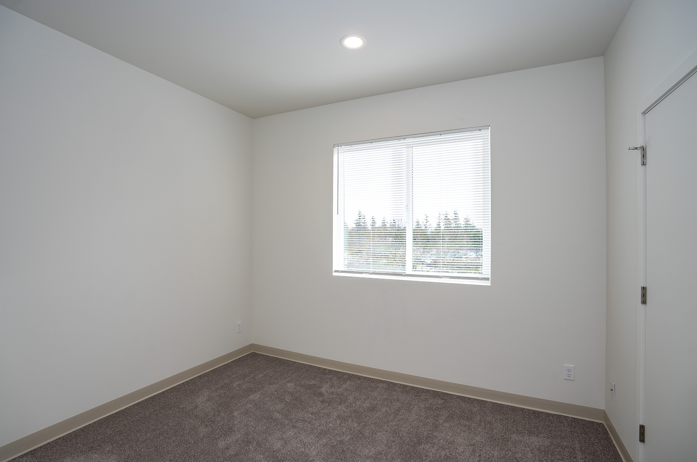 Second bedroom with natural light and carpet — 2 bedroom townhome in Lakewood WA